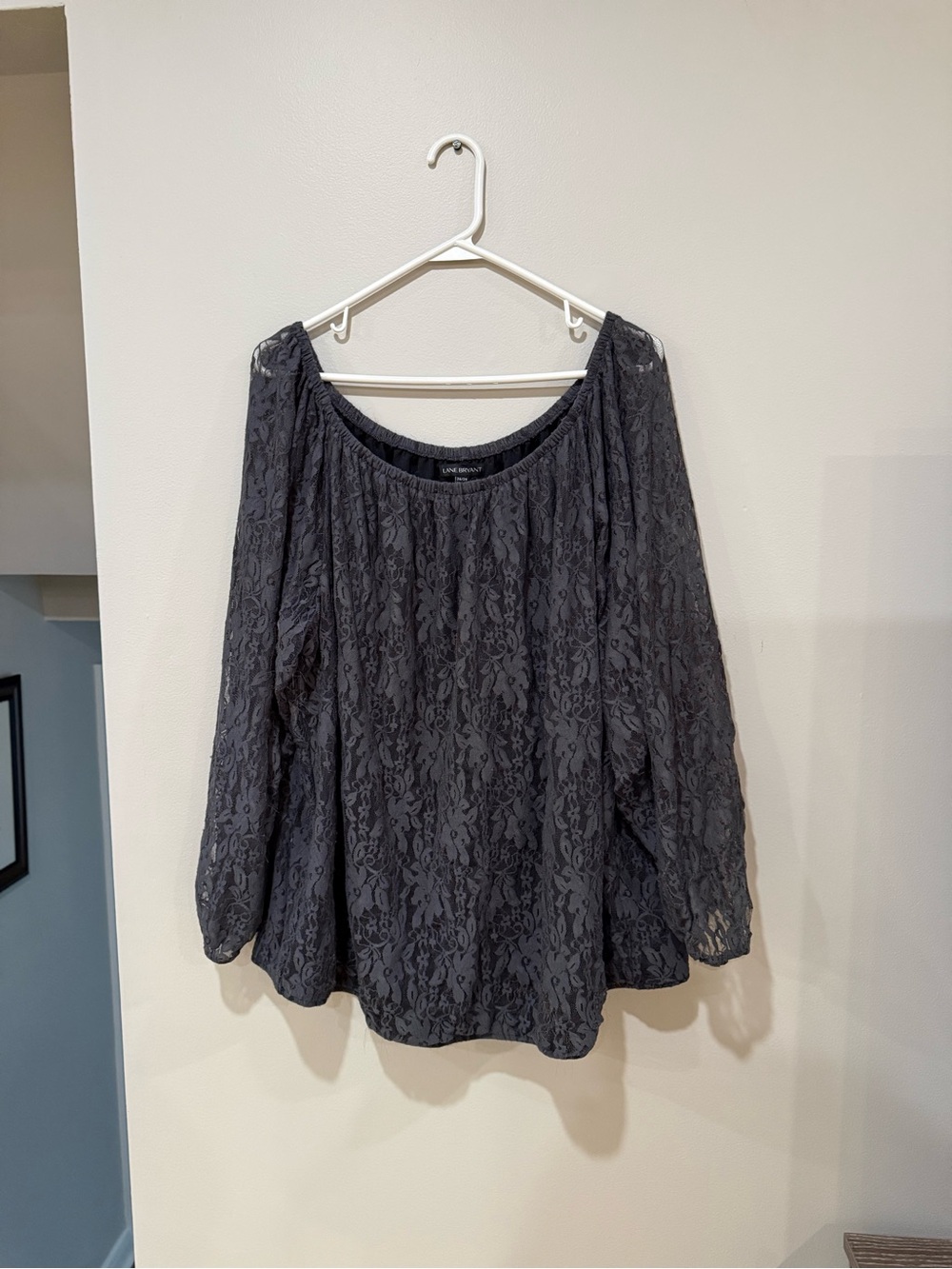 26/28 Lane Bryant Lace Peasant Blouse - Dark Gray